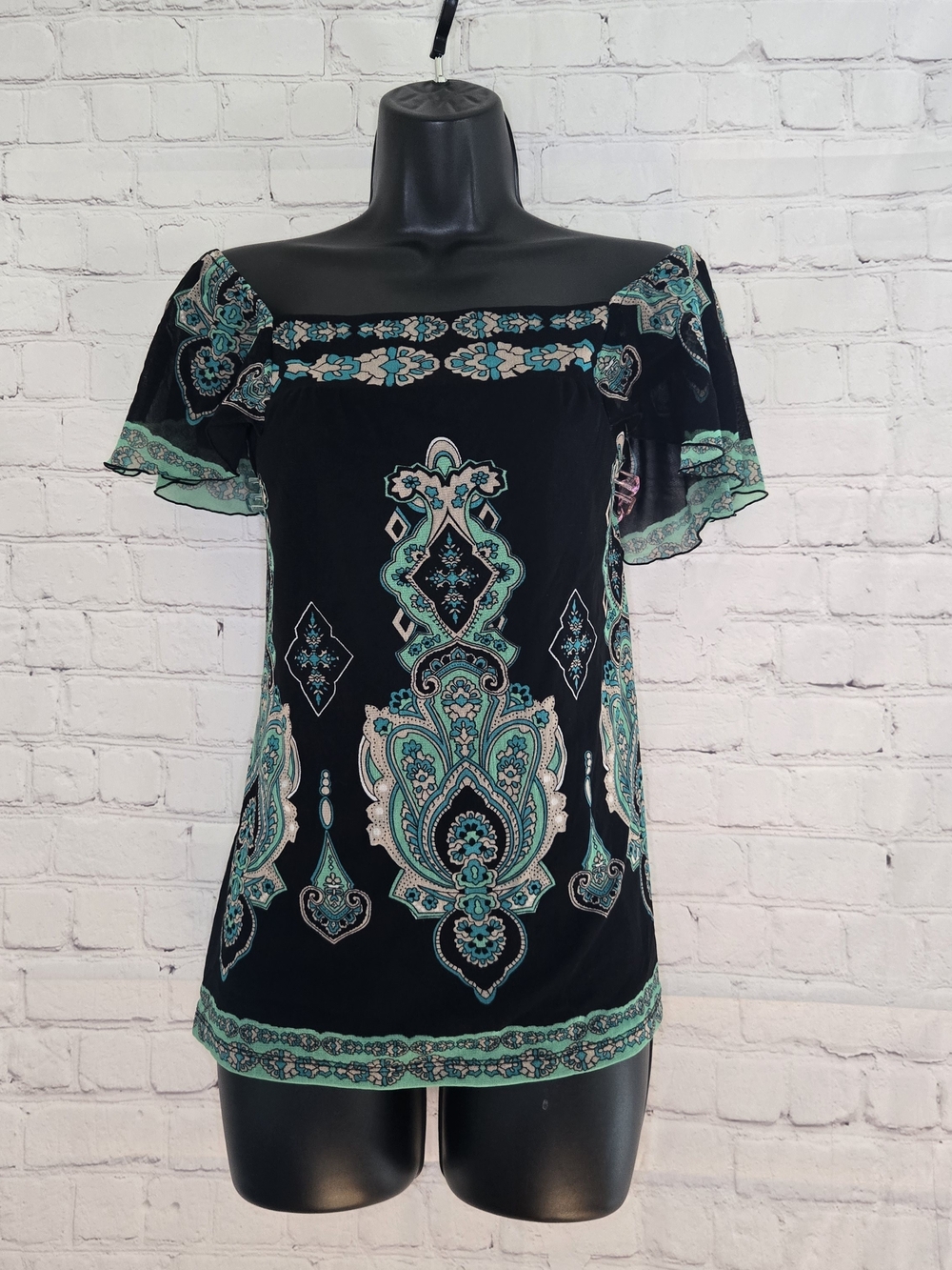 INC International concepts‎ Y2k Micro Mesh Boho Indie Babydoll Top Size Large